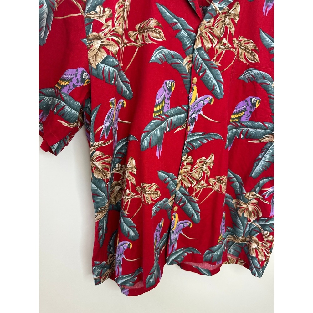 Paradise Found Hawaiian Button Shirt XL Red Parrot ASO Tom Selleck in Magnum PI - Picture 6 of 13